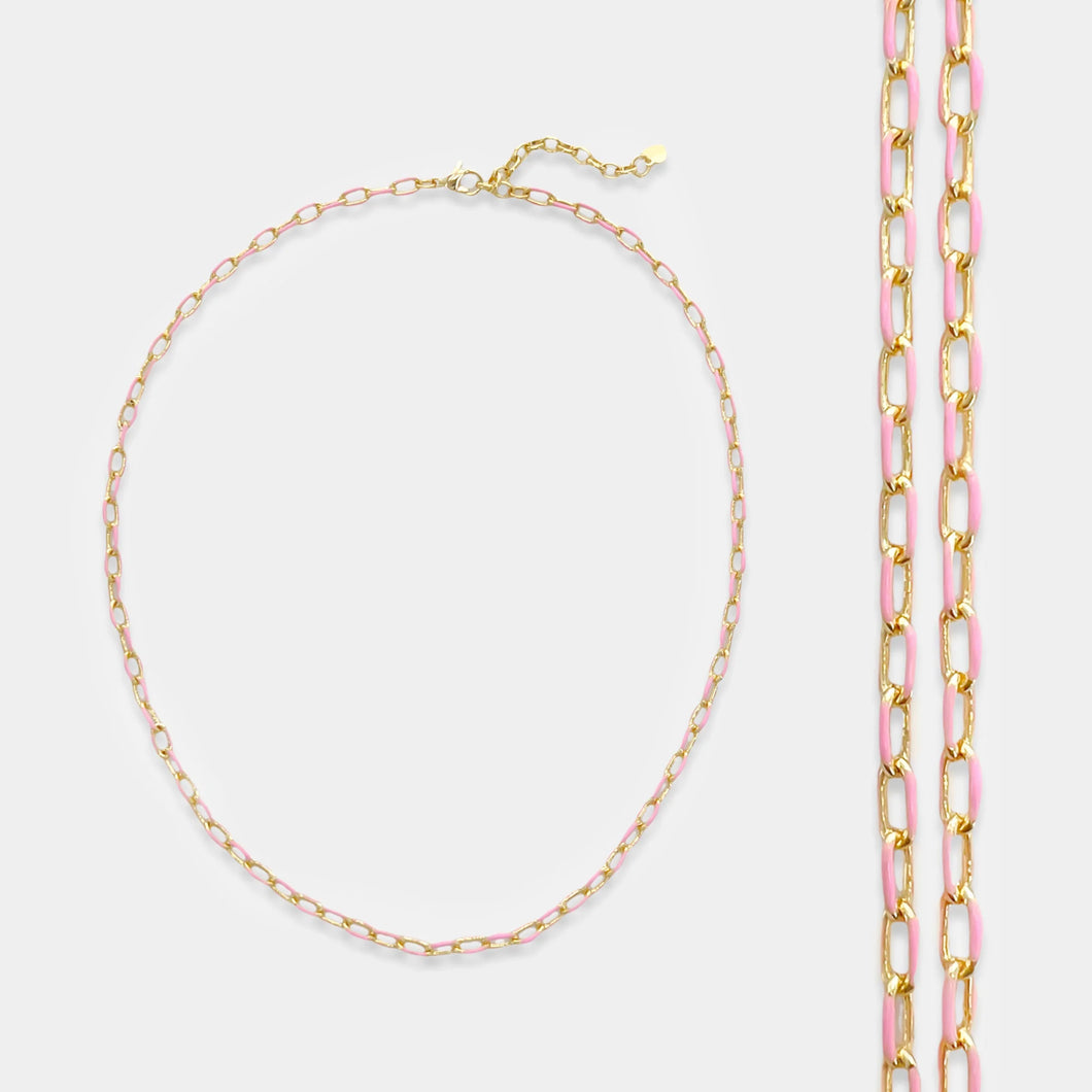 Pink Enamel Rope Necklace