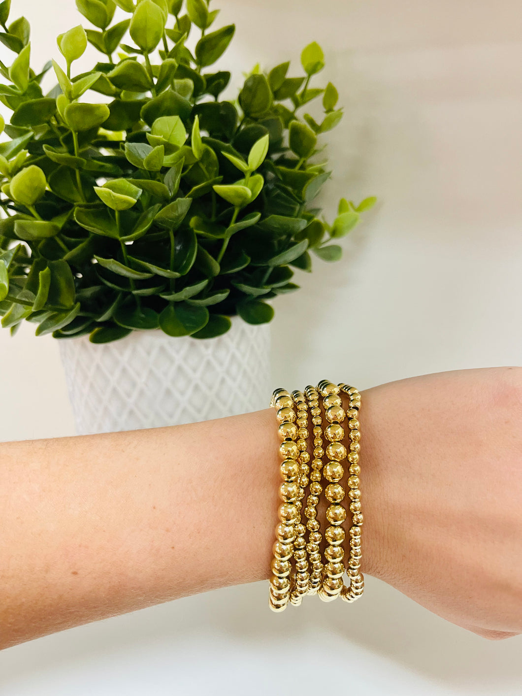 Gold Beaded Stack - 5pc