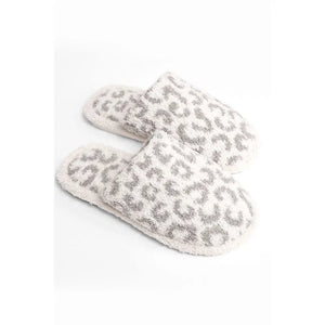 Fuzzy Slippers- Grey Leopard