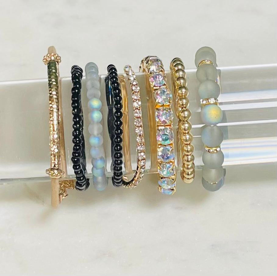 Beaded Bracelet Stack - Sky