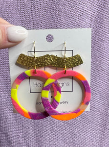 Vibrant Painted Angle Clay Earrings