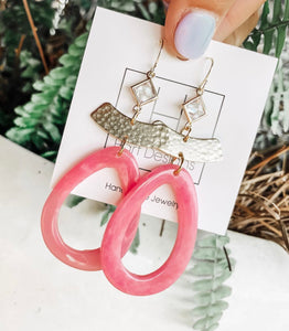 Gold Accented Pink Earrings