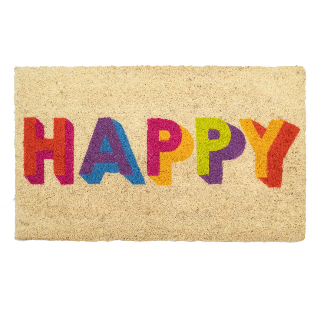 Happy Block Letter Doormat