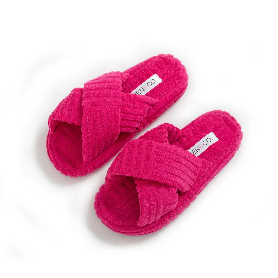 Criss Cross Slippers- Hot Pink