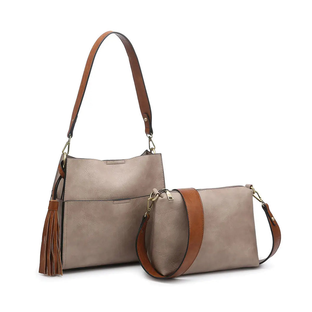 Grey 2-in-1 Bucket Handbag