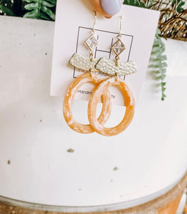 Gold Accented Orange Earrings