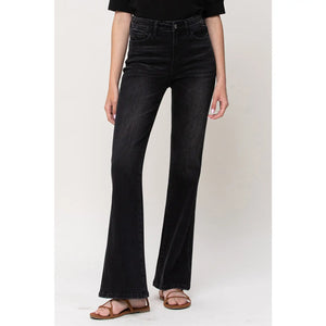 Relaxed Mid Rise Flare Jeans - Black