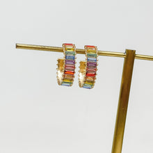 Load image into Gallery viewer, Multi Baguette Hoop Earrings
