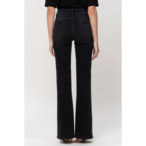 Relaxed Mid Rise Flare Jeans - Black