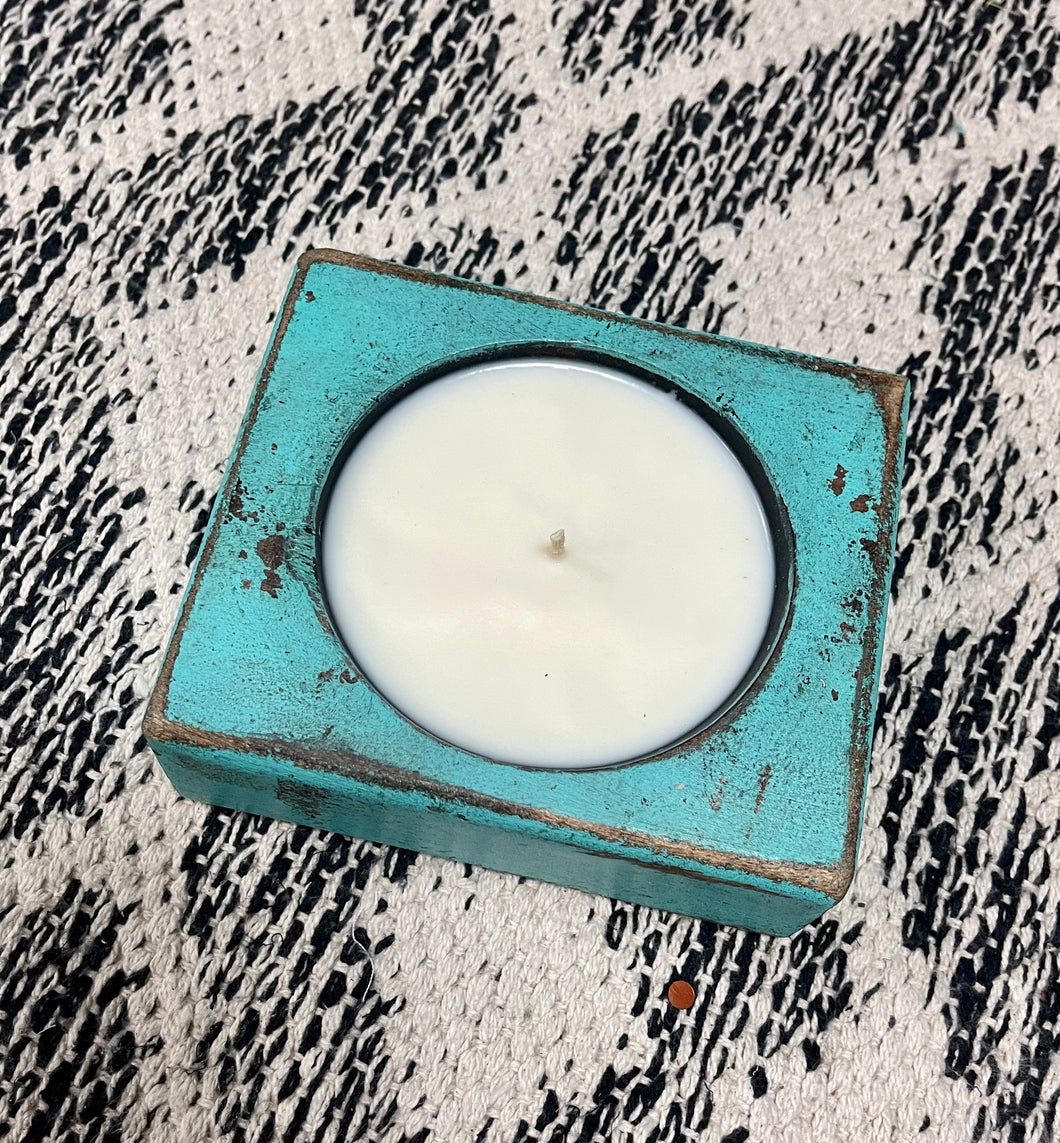 Turquoise Cheese Mold Candle