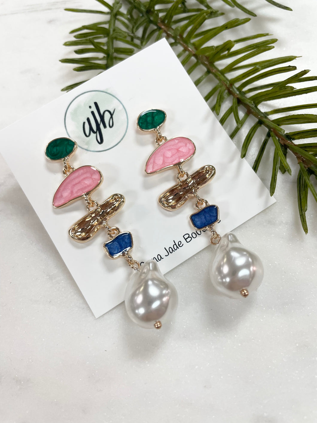 Stone + Pearl Earrings