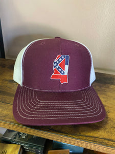 State of MS  Hat - Maroon