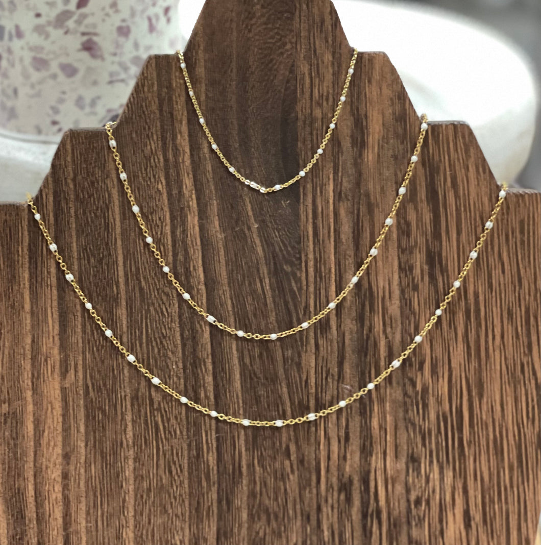 Mini Satellite Gold/White Necklace