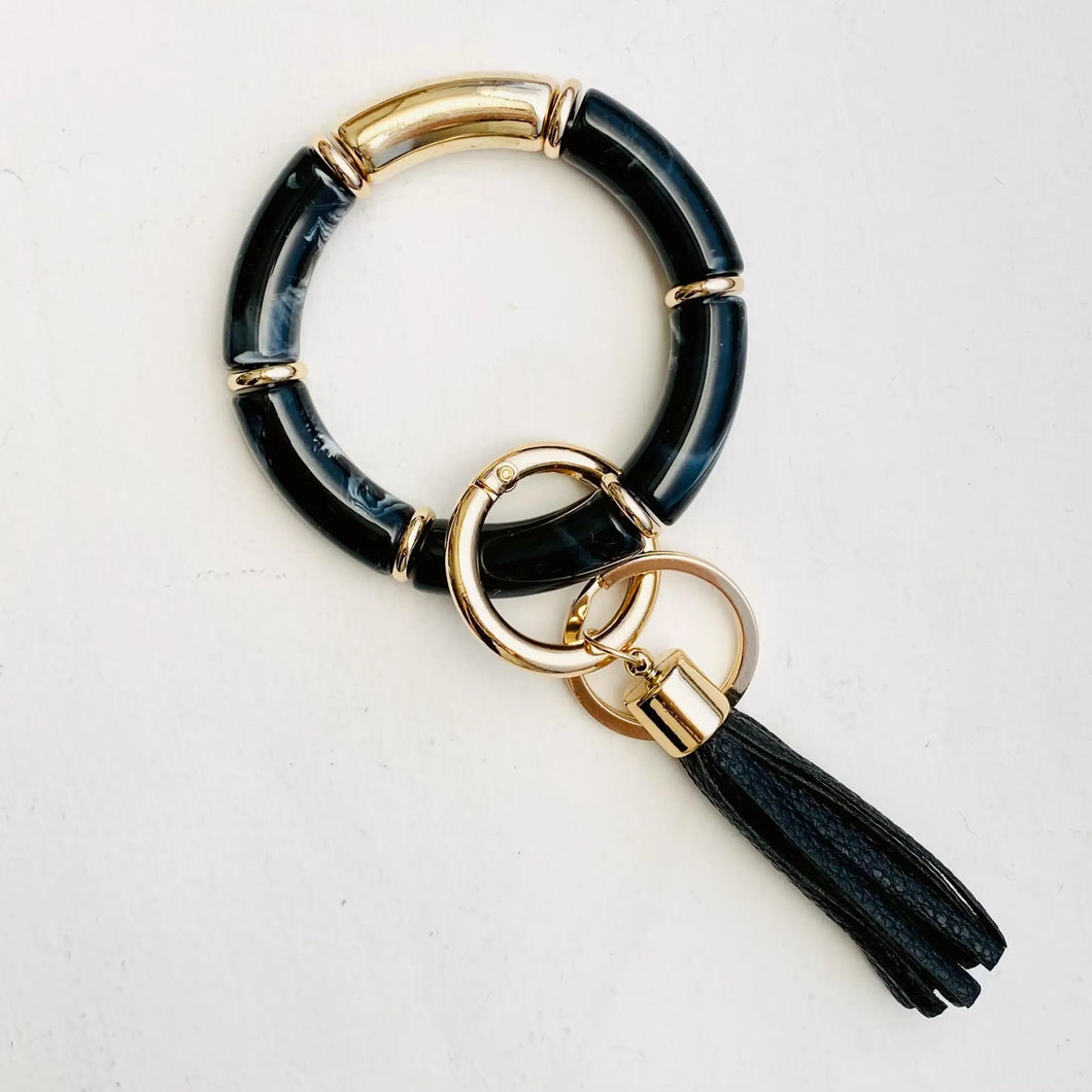Tube Bracelet Bangle Keychain - BLK MARBLE
